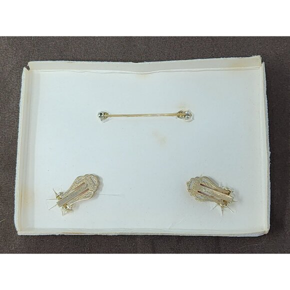 Sarah Coventry Leaf Brooch/Earrings‎ Gold Tone Vintage Jewelry Collection Boxed - Picture 10 of 11